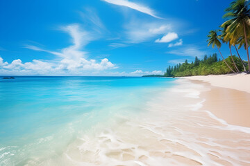 Fototapeta premium Dreamy beach. Beautiful tropical background beach with nice blue water