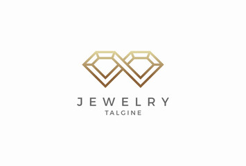 Diamond logo design, diamonds form an infinity symbol, jewelry logo design template design element, vector illustration