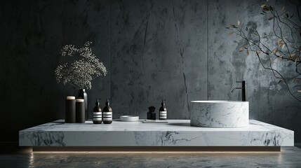 Modern Bathroom Vanity with Black and White Accents