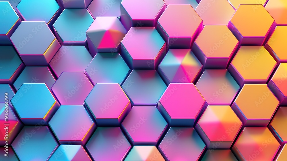 Poster spectacular gradient hexagonal background