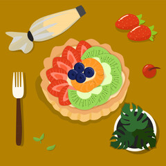 Dessert mini fruit tarts vector illustration 