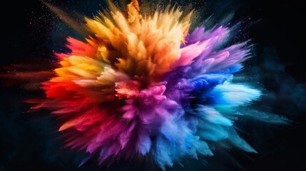 Vibrant color explosion on dark background illustration generated by ai