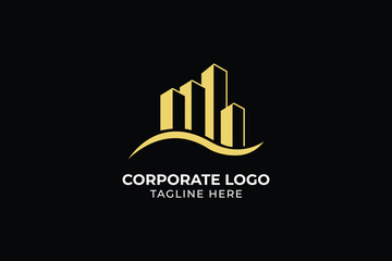 Fototapeta premium City cityscape skyline vector flat modern logo landmarks and building silhouette, Real Estate Logo Construction Skyscrapers design,