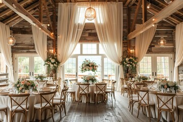 Charming Rustic Wedding Reception in a Cozy Barn Venue Surrounded by Nature's Beauty