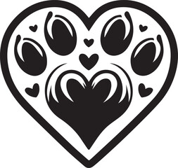 dog love heart paw print vector, isolated vector