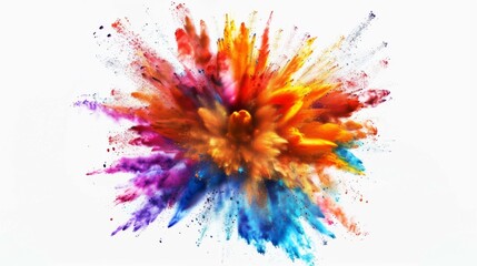 Vibrant color explosion on white background illustration generated by ai