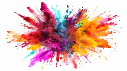 Vibrant color explosion on white background illustration generated by ai