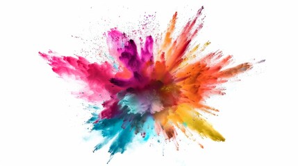 Vibrant color explosion on white background illustration generated by ai
