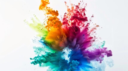 Vibrant color explosion on white background illustration generated by ai