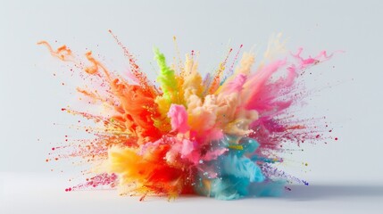 Obraz premium Vibrant color explosion on white background illustration generated by ai
