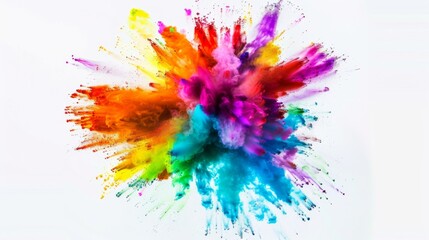 Vibrant color explosion on white background illustration generated by ai