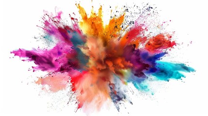 Vibrant color explosion on white background illustration generated by ai