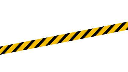 Сrossed police warning tape with yellow and black stripes, stretched caution ribbon, police line do not cross - Warning signs for your  design on transparent background. vector illustration