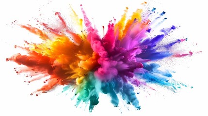 Vibrant color explosion on white background illustration generated by ai