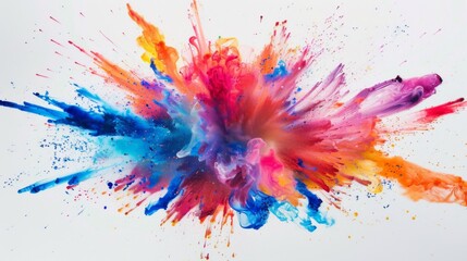 Vibrant color explosion on white background illustration generated by ai