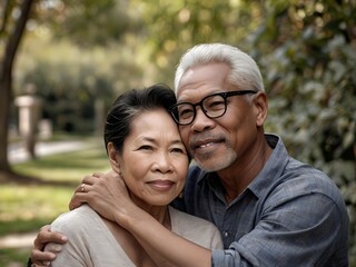 Naklejka premium Portrait of a couple of black man from Africa and white woman from Asia, individuals of different races