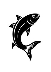Dynamic fish icon silhouette vector art illustration