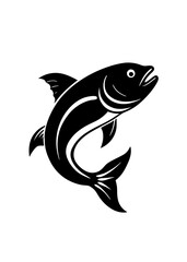 Dynamic fish icon silhouette vector art illustration