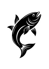 Dynamic fish icon silhouette vector art illustration
