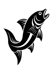 Dynamic fish icon silhouette vector art illustration