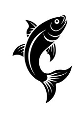 Dynamic fish icon silhouette vector art illustration