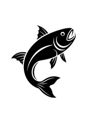 Dynamic fish icon silhouette vector art illustration