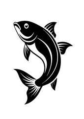 Dynamic fish icon silhouette vector art illustration