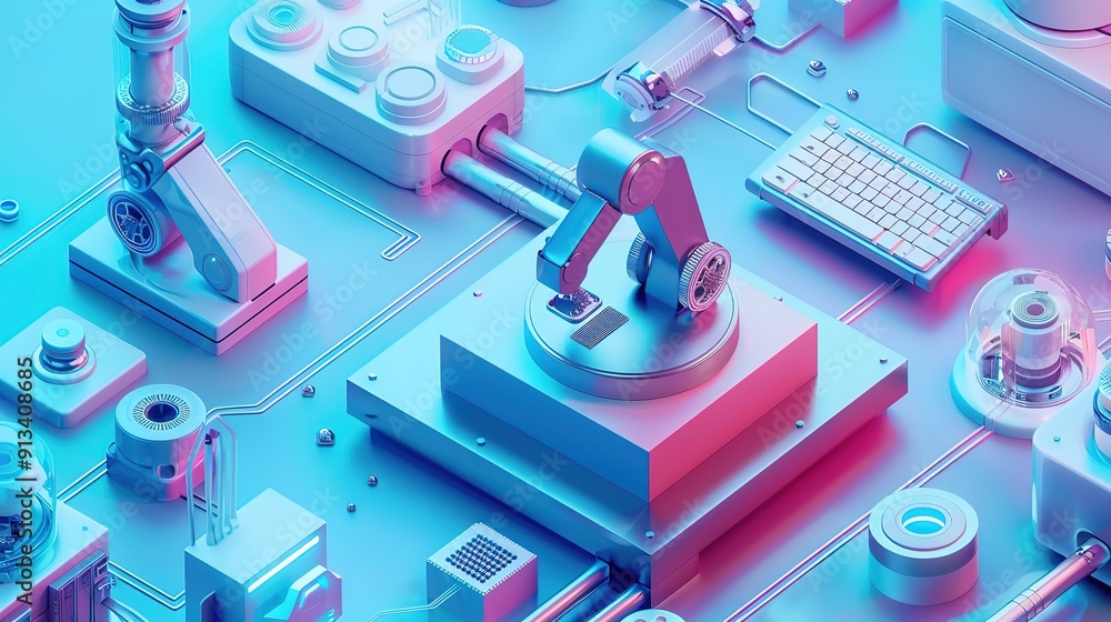 Poster glorious automation software technology process system business concept