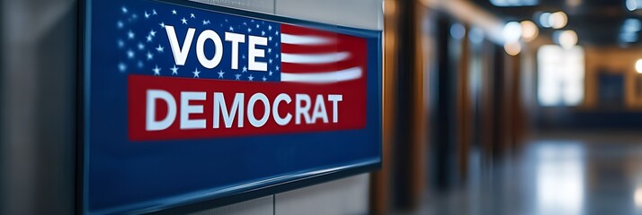 “VOTE DEMOCRAT” sign - red white and blue - election - party - campaign 