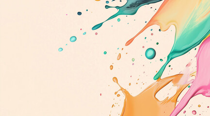Painter's Palette: Art Kit with Paint Droplets Splashing Against a Pastel Canvas