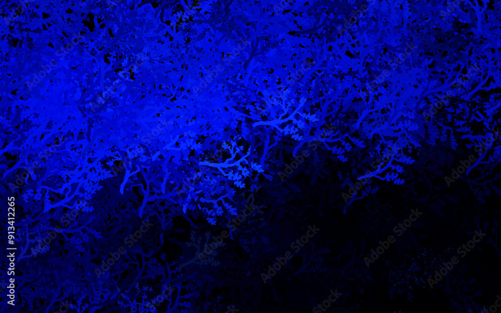 Poster dark blue vector elegant pattern with trees, branches.