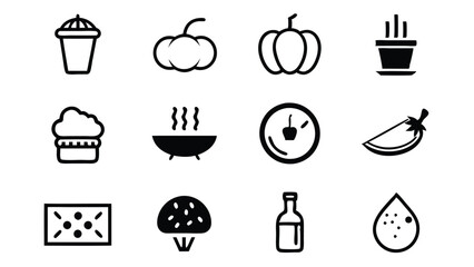 Set of editable line icons related to food and drinks, perfect for your designs.