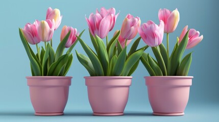 Pink Tulips in Pots