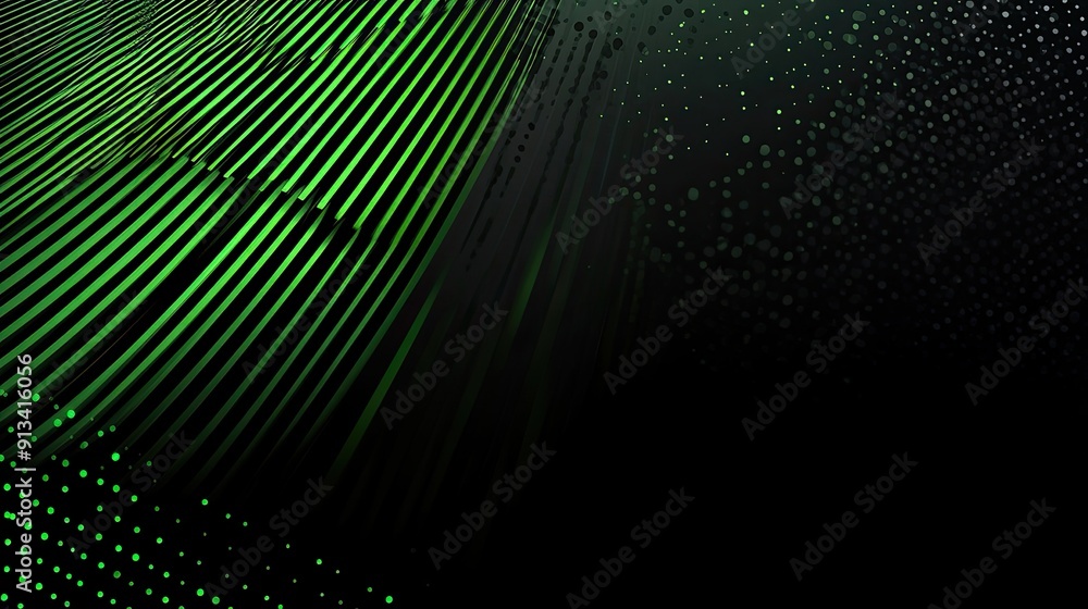 Poster green and black tech background with abstract shapes, providing a sleek and modern look with space f