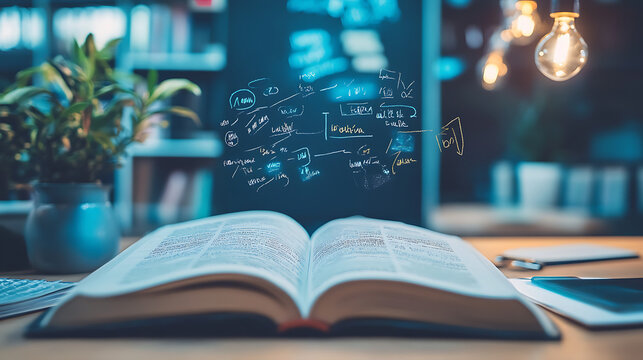 An open book with highlighted text and handwritten notes, symbolizing the process of knowledge acquisition and study techniques 