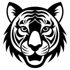 Tiger head icon silhouette vector art illustration