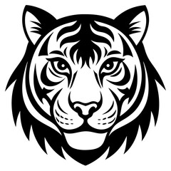 Obraz premium Tiger head icon silhouette vector art illustration