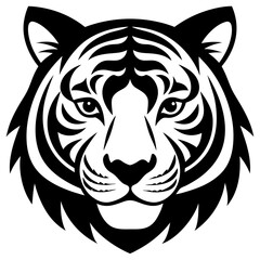 Tiger head icon silhouette vector art illustration
