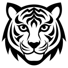 Fototapeta premium Tiger head icon silhouette vector art illustration