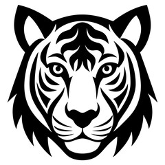 Tiger head icon silhouette vector art illustration