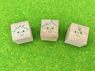 顔　積み木　自然