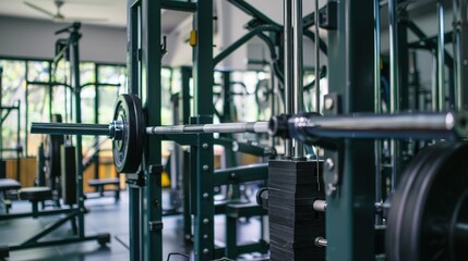 Fototapeta premium Smith Machine in a Gym Setting