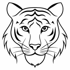 Tiger head line icon vector illustration