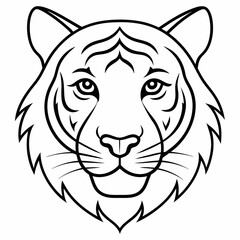 Tiger head line icon vector illustration