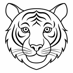 Tiger head line icon vector illustration