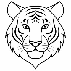 Tiger head line icon vector illustration