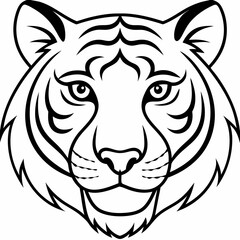 Tiger head line icon vector illustration