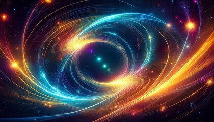 Obraz premium Colorful neon abstract vortex, symbolizing advanced technology and digital energy. Suitable for tech branding, sci-fi themes, and digital art projects. Vector illustration.