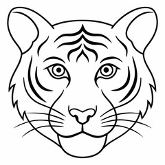 Tiger head line icon vector illustration