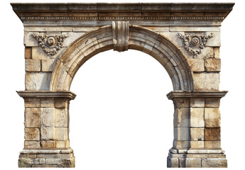 Obraz premium Antique concrete archway, a grand entryway, isolated on a transparent background